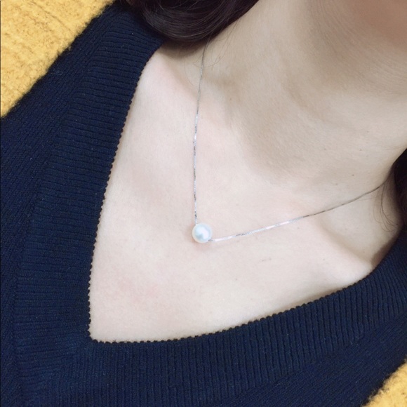 925 45-cm silver chain with cultivated pearl - Picture 3 of 5